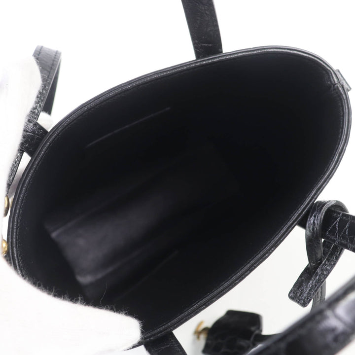 極美品☆SAINT LAURENT PARIS サンローランパリ ミニ トイ ショッピング レザー クロコ型押し 2WAY ハンド・ショルダーバッグ ブラック