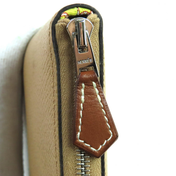美品★HERMES エルメス アザップロング シルクイン チャイ ヴォーエプソン ラウンドZIP ロングウォレット 長財布 U刻印 箱付 仏製