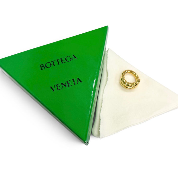 美品□BOTTEGAVENETA ボッテガヴェネタ AG925 ツイスト リング 指輪 アクセサリー ゴールド 15(JP15号) イタリア製 重量27.3g 箱・袋付き
