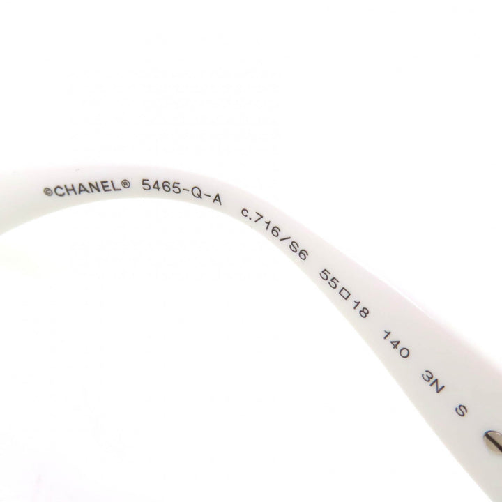 極美品△CHANEL シャネル 5465-Q-A ココマーク パテントレザー チェーン スクエア シェイプ バタフライ サングラス ホワイト 55□18 140