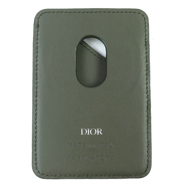 極美品△DIOR ディオール 2ADCH168FLG SADDLE サドル ロゴ マグネット グラビティレザー カードホルダー カードケース カーキ 保存袋付き