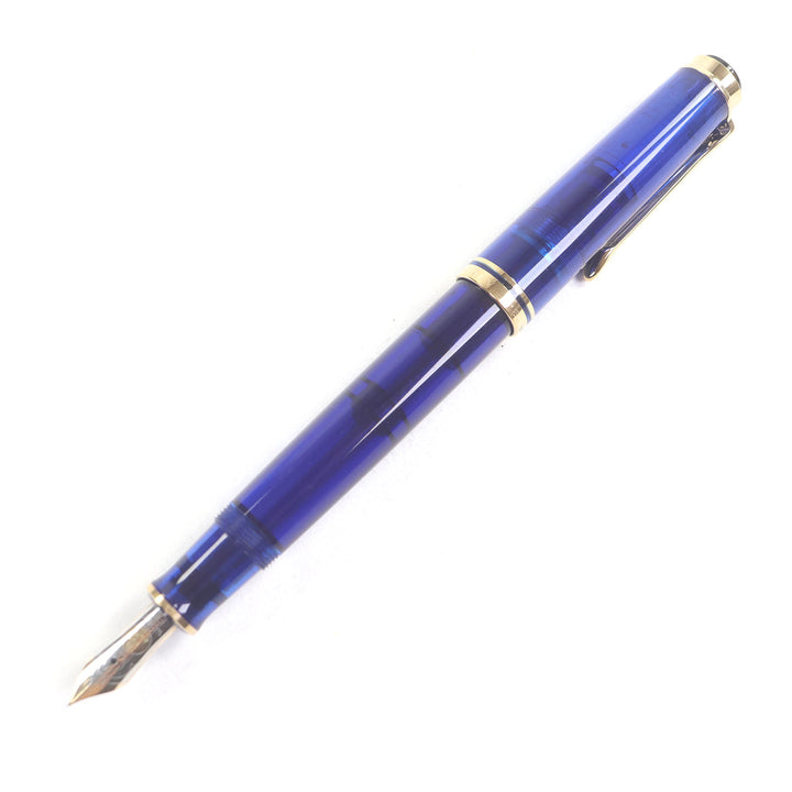 極美品□PERIKAN ペリカン M600 スーベレーン ペン先14C EFニブ 特別生産品 キャップ式 万年筆 マリーンブルー ゴールド ドイツ製 メンズ
