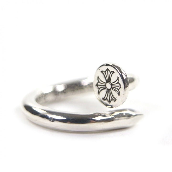 美品▼CHROME HEARTS クロムハーツ NAIL FLAT ネイルフラットリング　 CHプラス 925 リング・指輪 シルバー 日本サイズ8号相当 重量5.8g