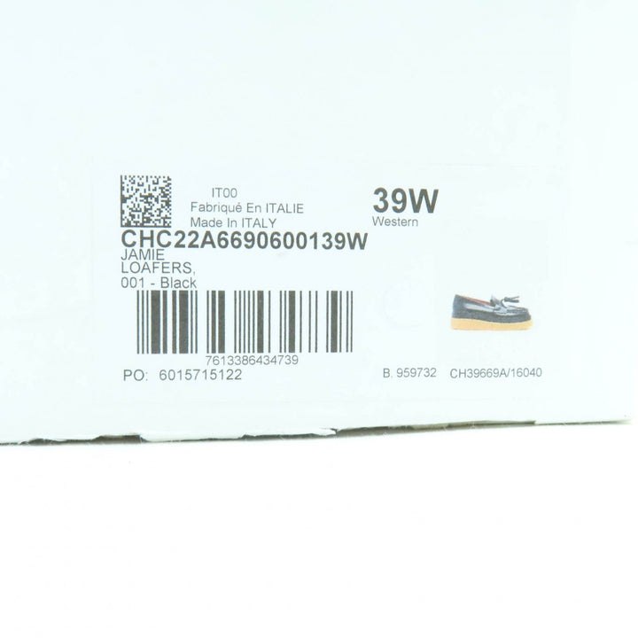 未使用品★Chloe クロエ CHC22A6690600139W JAMIE ジェイミー タッセル付 レザー ローファー ブラック 39 箱・保存袋付き　レディース