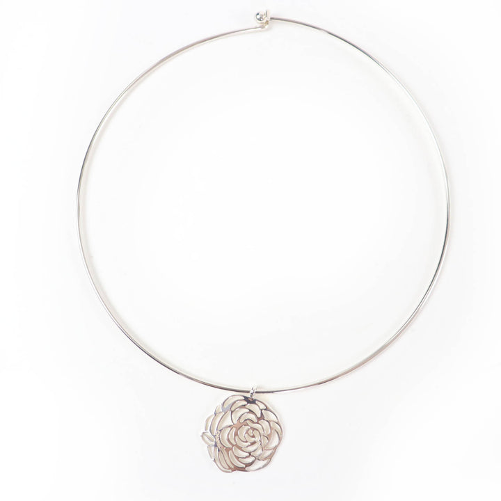 極美品☆CHANEL シャネル 925 カメリア ロゴ入り チョーカー ネックレス アクセサリー シルバー 重量14.0g レディース