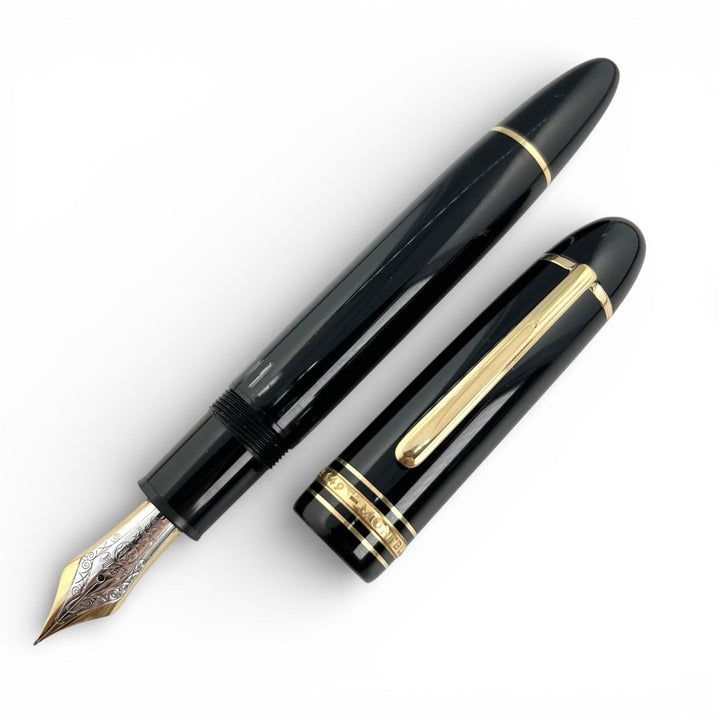 美品▲MONTBLANC モンブラン マイスターシュテュック 149 ペン先18K Mニブ ホワイトスター 万年筆 ブラック ゴールド ドイツ製 メンズ