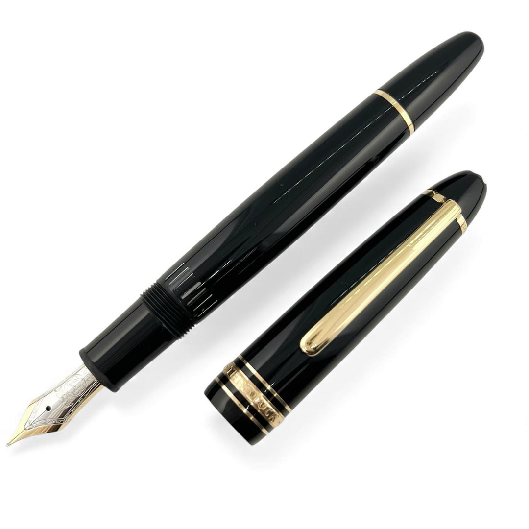 極美品▲MONTBLANC モンブラン マイスターシュテュック ル・グラン 14K F二ブ ホワイトスター 万年筆 ブラック ゴールド金具 ドイツ製