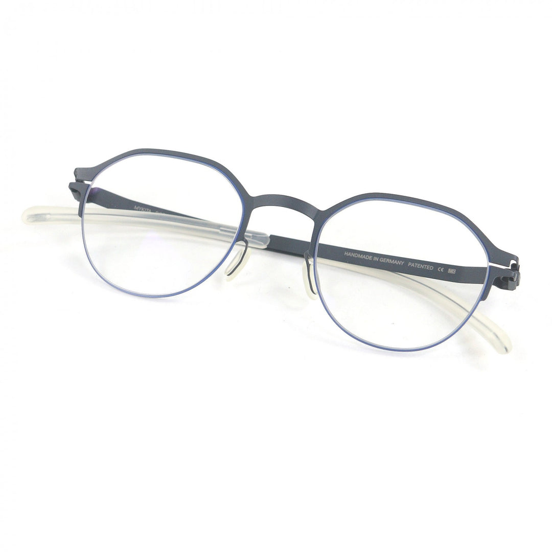 極美品□MYKITA マイキータ C514 DORIAN ハーフリム メガネ 眼鏡 アイウェア メタリックネイビー 45□21-140 箱・ケース付き ドイツ製