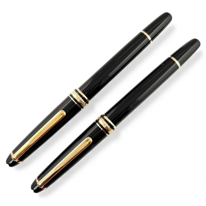 極美品▲MONTBLANC モンブラン マイスターシュテュック クラシック ペン先14K EF・Fニブ 2本セット 万年筆 ブラック 箱・ケース付 メンズ