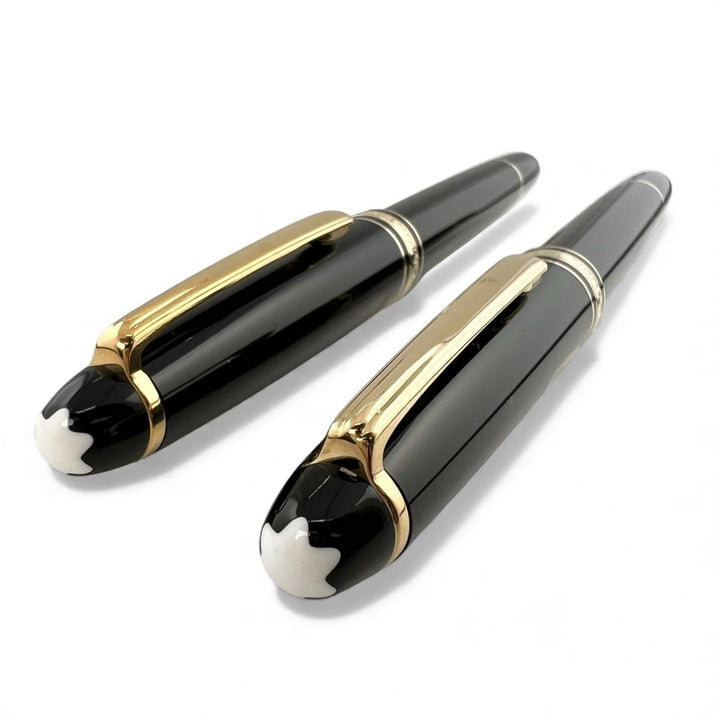 極美品▲MONTBLANC モンブラン マイスターシュテュック クラシック ペン先14K EF・Fニブ 2本セット 万年筆 ブラック 箱・ケース付 メンズ