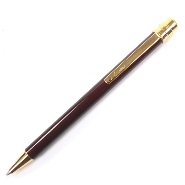 良品▼Cartier カルティエ サントス ドゥ カルティエ ツイスト式 ボールペン ボルドー フランス製 メンズ 筆記確認済み