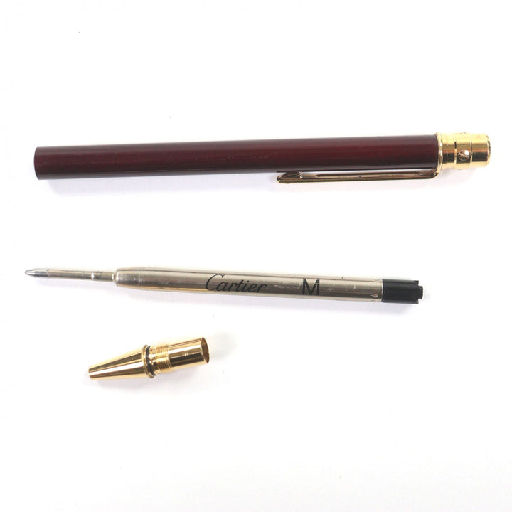 良品▼Cartier カルティエ サントス ドゥ カルティエ ツイスト式 ボールペン ボルドー フランス製 メンズ 筆記確認済み