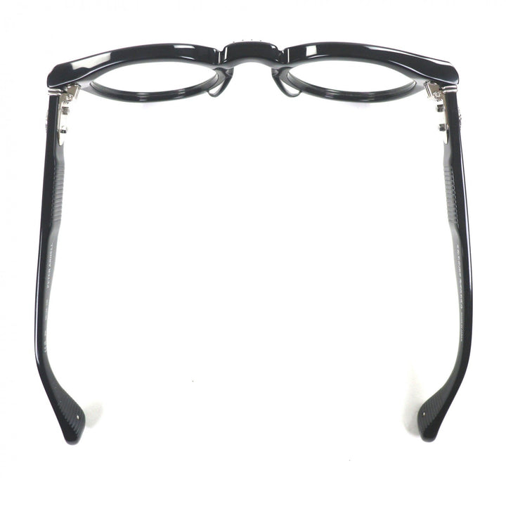 美品▼CHROME HEARTS クロムハーツ PETER ARNELL 925 メガネ 眼鏡 アイウェア ブラック 48□25-140 度入り ケース付 総重量51.73g メンズ