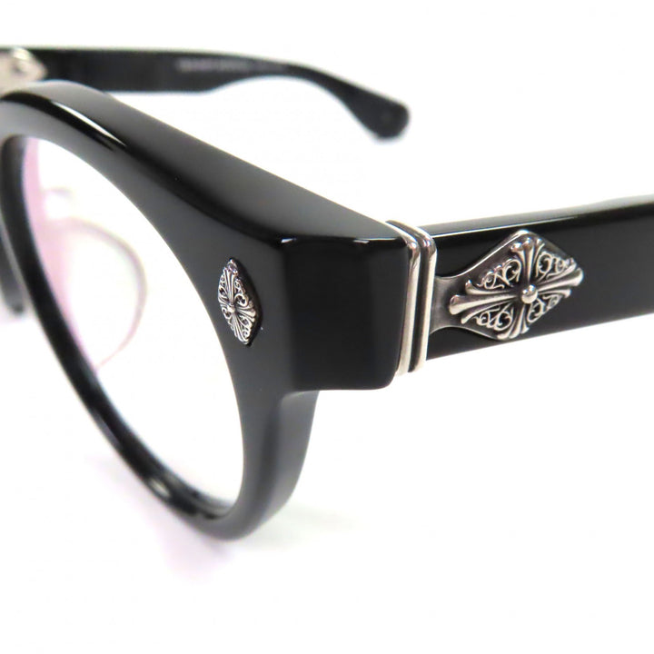 美品▼CHROME HEARTS クロムハーツ PETER ARNELL 925 メガネ 眼鏡 アイウェア ブラック 48□25-140 度入り ケース付 総重量51.73g メンズ