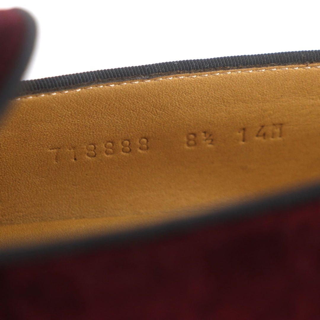 未使用品▼GUCCI グッチ 718888 ベロア ホースビット レザーシューズ ローファー ボルドー ゴールド金具 8.5 箱・保存袋付き 伊製 メンズ