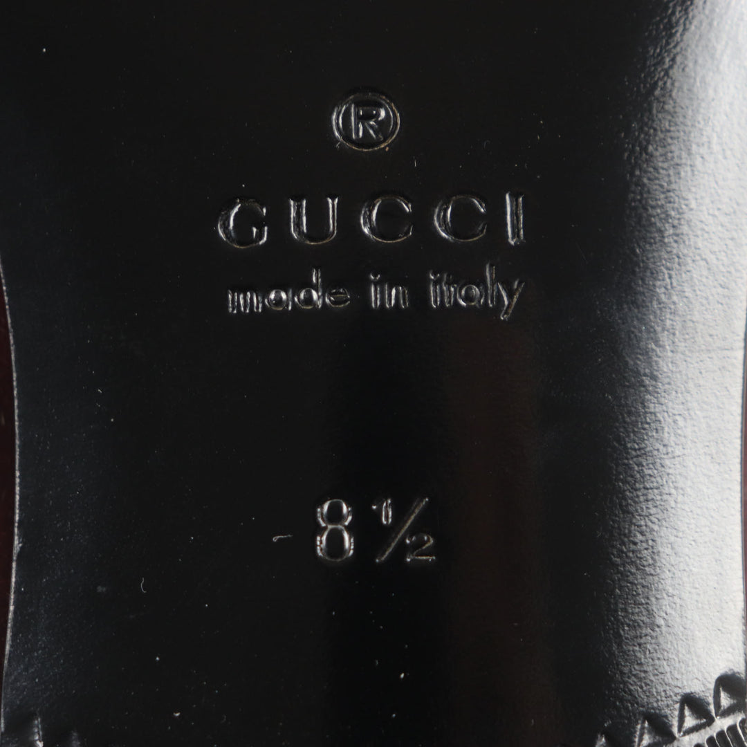 未使用品▼GUCCI グッチ 718888 ベロア ホースビット レザーシューズ ローファー ボルドー ゴールド金具 8.5 箱・保存袋付き 伊製 メンズ