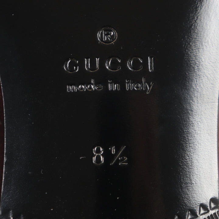 未使用品▼GUCCI グッチ 718888 ベロア ホースビット レザーシューズ ローファー ボルドー ゴールド金具 8.5 箱・保存袋付き 伊製 メンズ