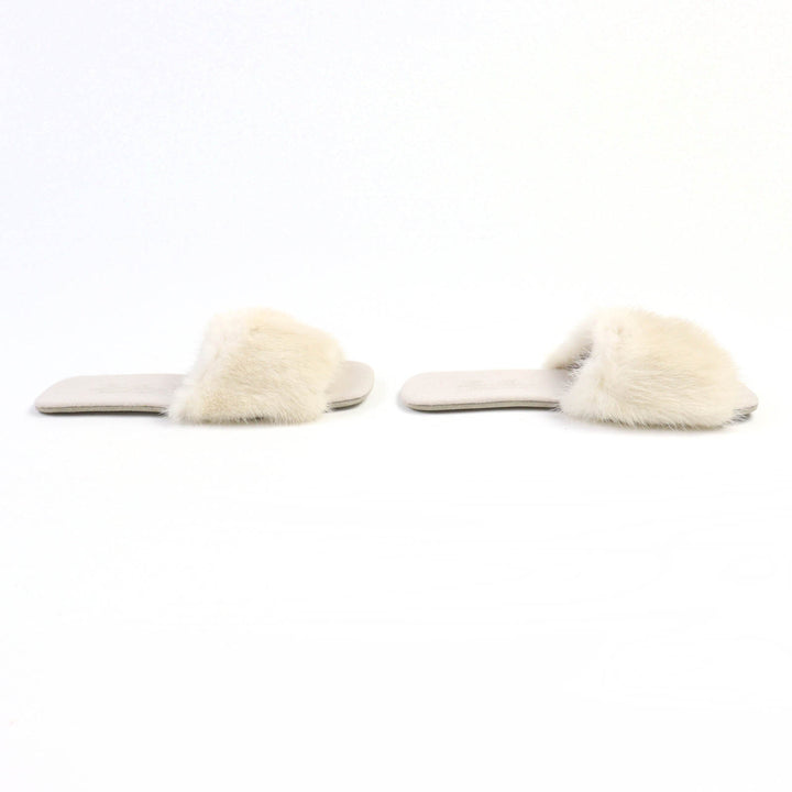 未使用品◇Loro Piana ロロピアーナ ミンクファー付き ルームシューズ スリッパ ベージュ系 36 保存袋付き イタリア製 レディース