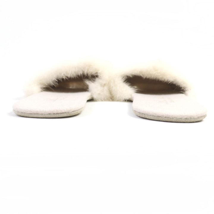 未使用品◇Loro Piana ロロピアーナ ミンクファー付き ルームシューズ スリッパ ベージュ系 36 保存袋付き イタリア製 レディース