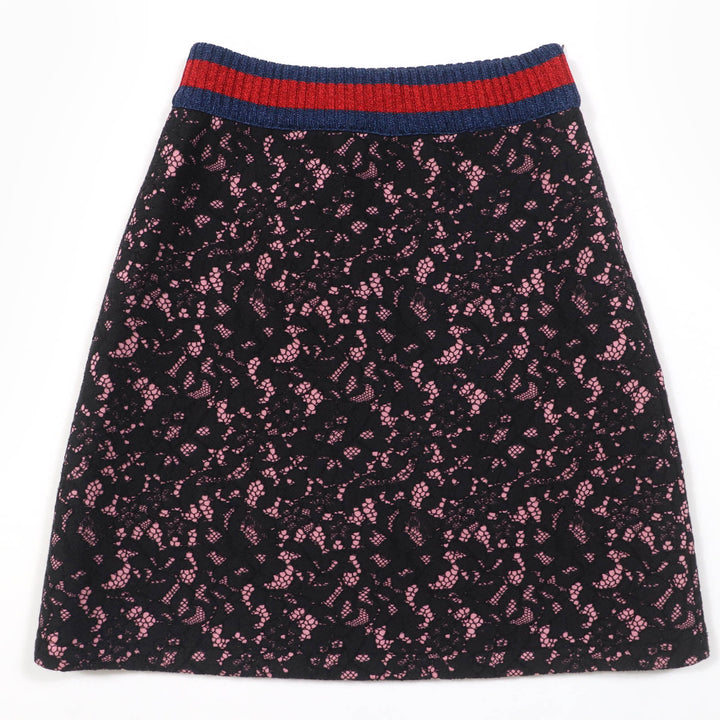 極美品☆GUCCI グッチ 457919 シェリーライン 台形 レース スカート ブラック ピンク S イタリア製 正規品 レディース