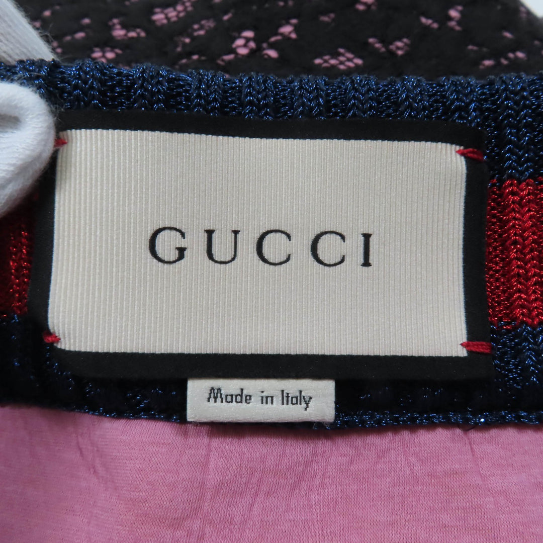 極美品☆GUCCI グッチ 457919 シェリーライン 台形 レース スカート ブラック ピンク S イタリア製 正規品 レディース
