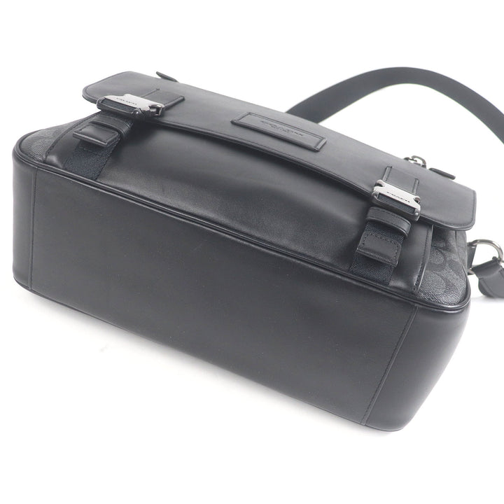 美品□COACH コーチ C2793 レザー シグネチャー トラック メッセンジャーバッグ ショルダーバッグ ブラック ロゴチャーム・保存袋付き