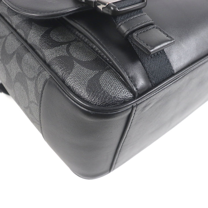 美品□COACH コーチ C2793 レザー シグネチャー トラック メッセンジャーバッグ ショルダーバッグ ブラック ロゴチャーム・保存袋付き