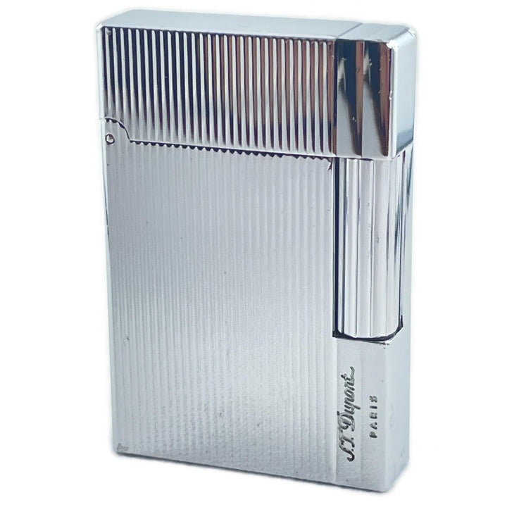 良品▲Dupont デュポン ギャッツビー ストライプ柄 ローラー式 ガスライター シルバー ケース付き フランス製 メンズ 着火確認済み