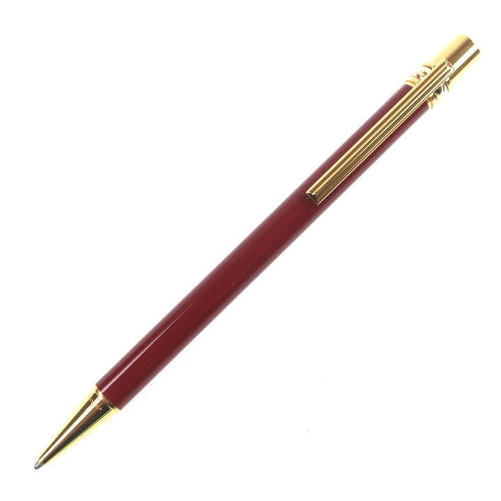 美品▼Cartier カルティエ トリニティ ドゥ カルティエ ロゴ刻印入り ツイスト式 ボールペン ボルドー ゴールド ケース付き フランス製