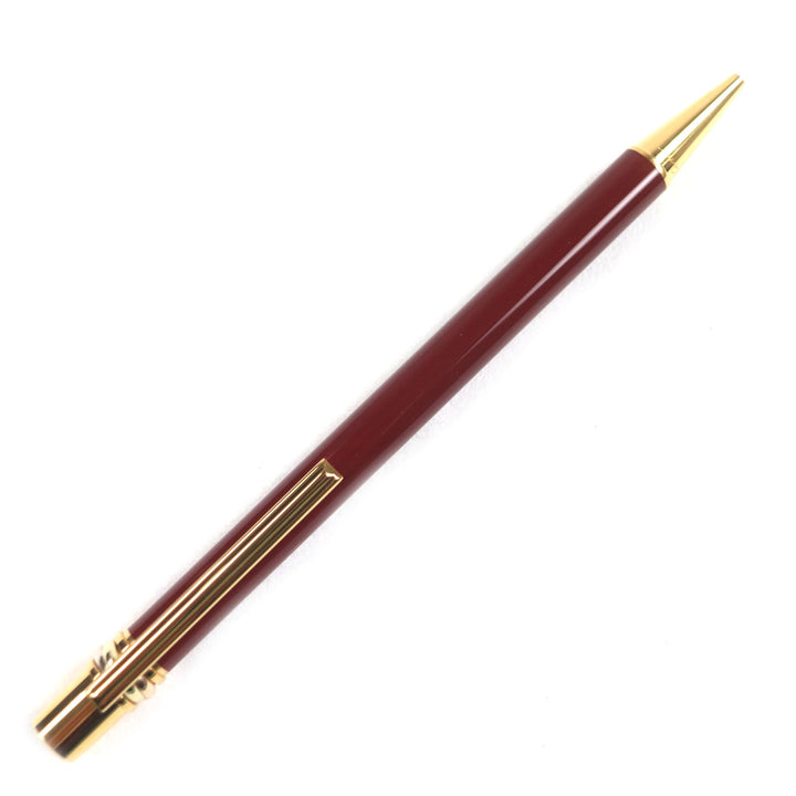 美品▼Cartier カルティエ トリニティ ドゥ カルティエ ロゴ刻印入り ツイスト式 ボールペン ボルドー ゴールド ケース付き フランス製