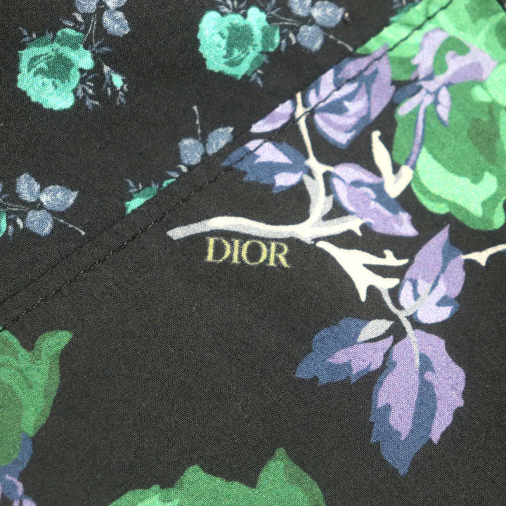 極美品▼DIOR ディオール オム 293C170A5680 フローラルプリント ハーフパンツ ショートパンツ ブラック グリーン 48 伊製 正規品 メンズ