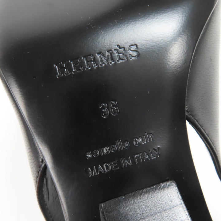 未使用品☆HERMES エルメス 2024年製 アンティム55 ポインテッドトゥ レザー スリングバック パンプス ブラック 36 箱・保存袋付き 伊製