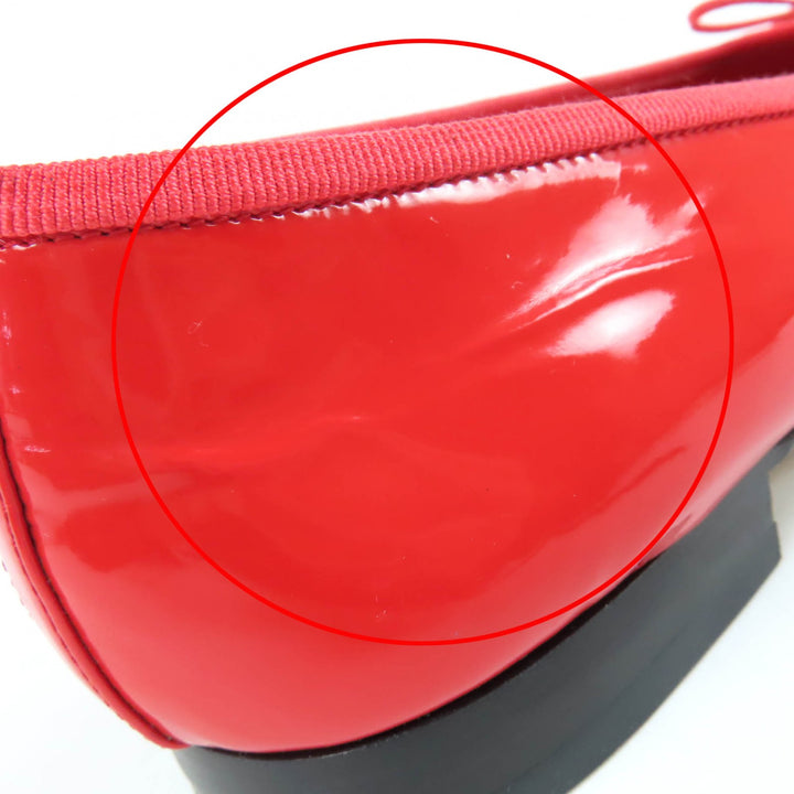 極美品☆CHANEL シャネル G02819 パテントレザー ココマーク バイカラー フラットシューズ バレエシューズ レッド ブラック 36　伊製