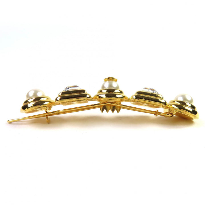 極美品△CHANEL シャネル B20K ココマーク パール ビジュー バレッタ ヘアクリップ ヘアアクセサリー ゴールド 箱 保存袋付き イタリア製