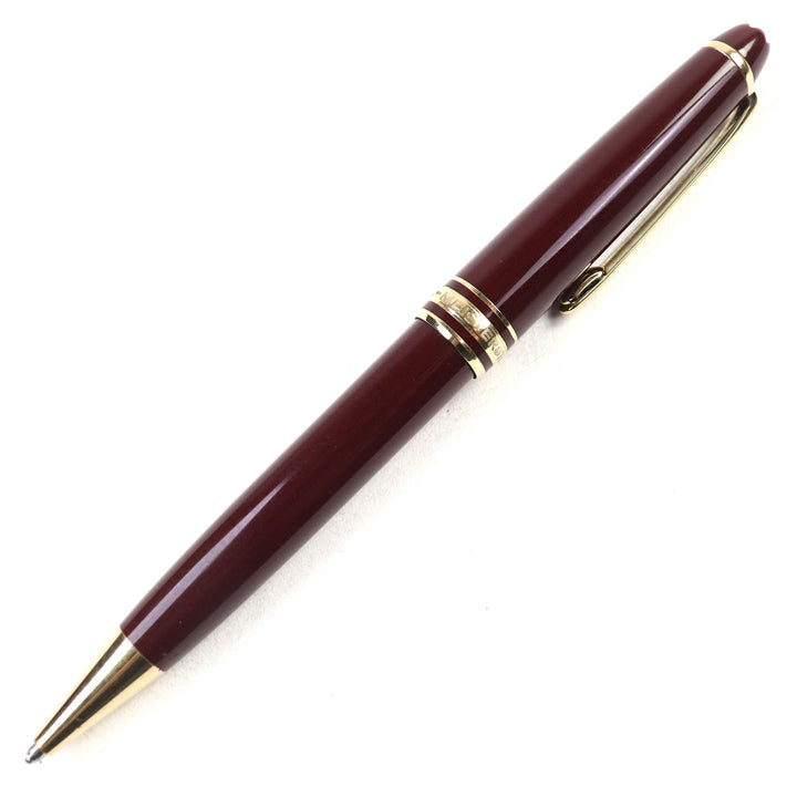 良品○MONTBLANC モンブラン マイスターシュテュック ロゴ刻印 ホワイトスター ツイスト式 ボールペン ボルドー ゴールド 筆記確認済み