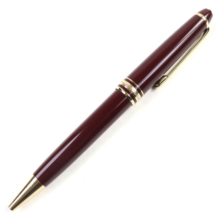 良品○MONTBLANC モンブラン マイスターシュテュック ロゴ刻印 ホワイトスター ツイスト式 ボールペン ボルドー ゴールド 筆記確認済み