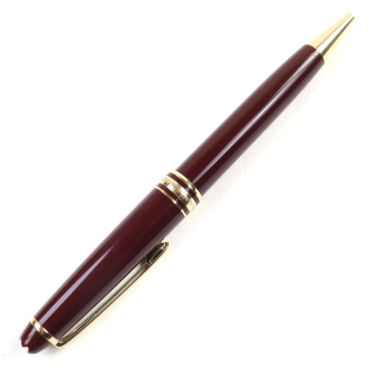 良品○MONTBLANC モンブラン マイスターシュテュック ロゴ刻印 ホワイトスター ツイスト式 ボールペン ボルドー ゴールド 筆記確認済み