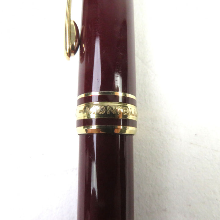良品○MONTBLANC モンブラン マイスターシュテュック ロゴ刻印 ホワイトスター ツイスト式 ボールペン ボルドー ゴールド 筆記確認済み