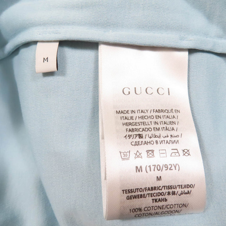 未使用品☆GUCCI グッチ 837965 コットン100％ ロゴ刺繍入り 半袖Ｔシャツ ライトブルー M 箱付き イタリア製 正規品 レディース