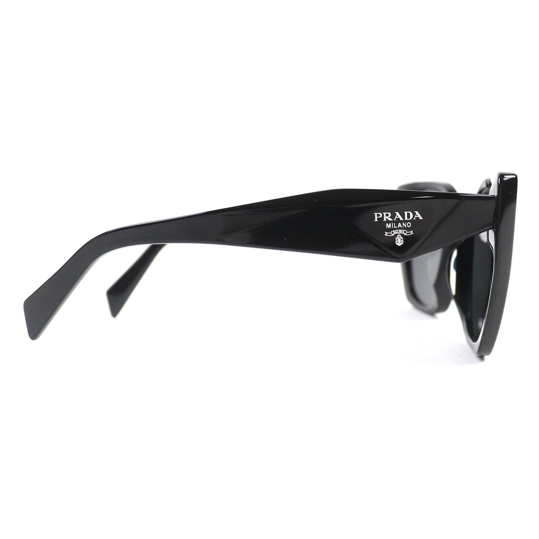 極美品△PRADA プラダ SPR 19Z-F ロゴ アジアンフィット サングラス アイウェア ブラック 56□16 145 ケース付き イタリア製 レディース