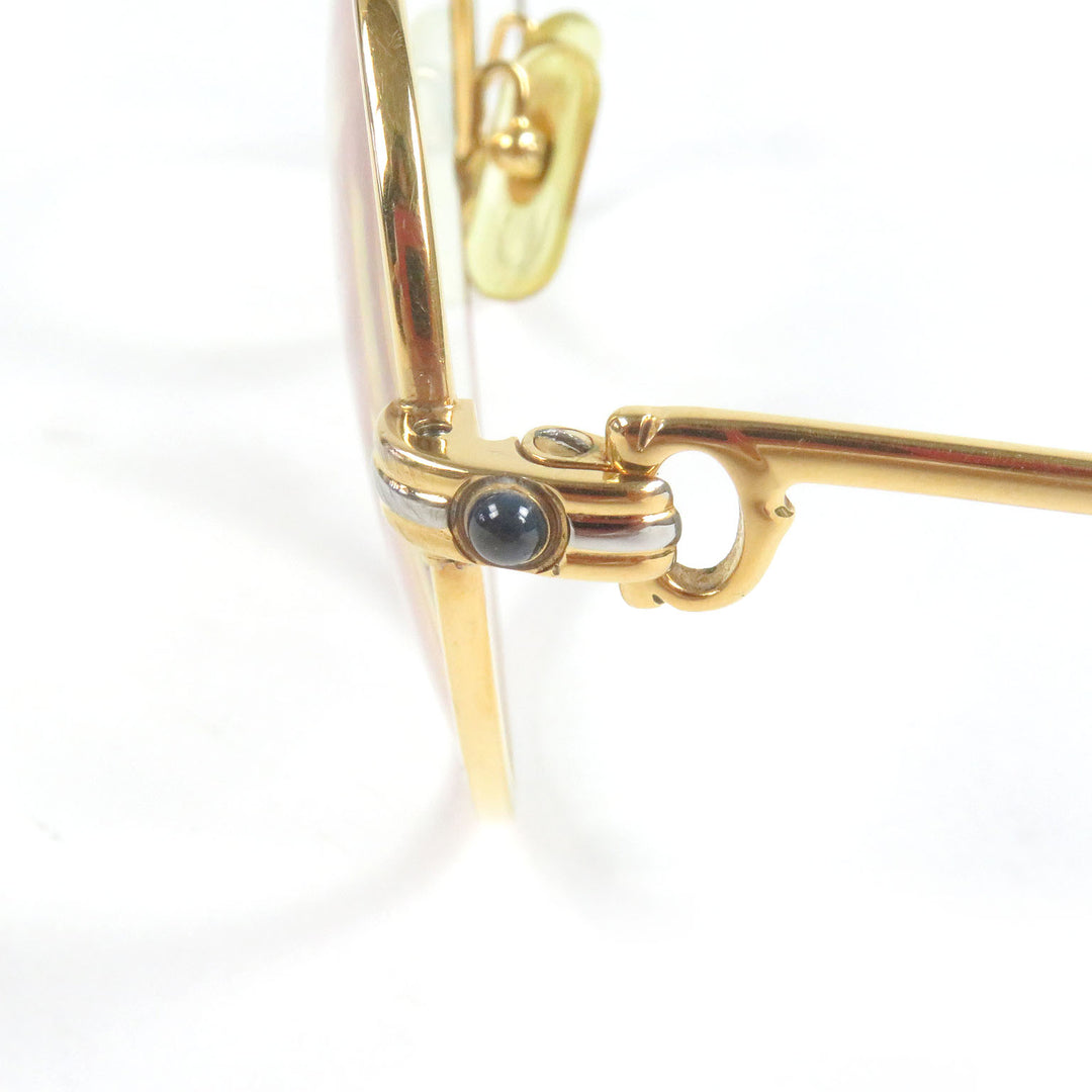 良品□Cartier カルティエ トリニティ 2Pサファイア メガネ 眼鏡 アイウェア ゴールド ボルドー 55□18 度入り フランス製 メンズ