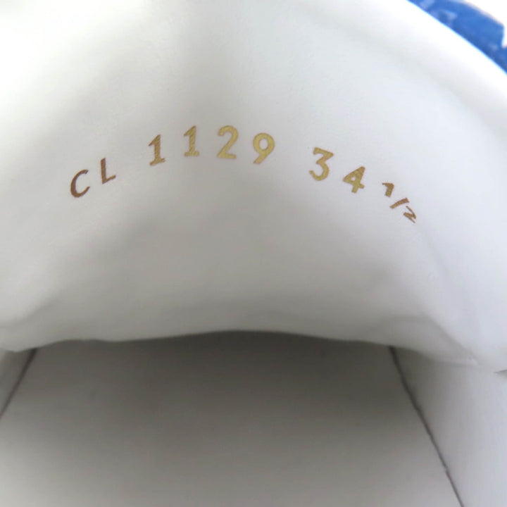 美品◇LOUIS VUITTON ルイヴィトン タイムアウトライン LVエスカル モノグラム レザー スニーカー 青 34.5 イタリア製 レディース