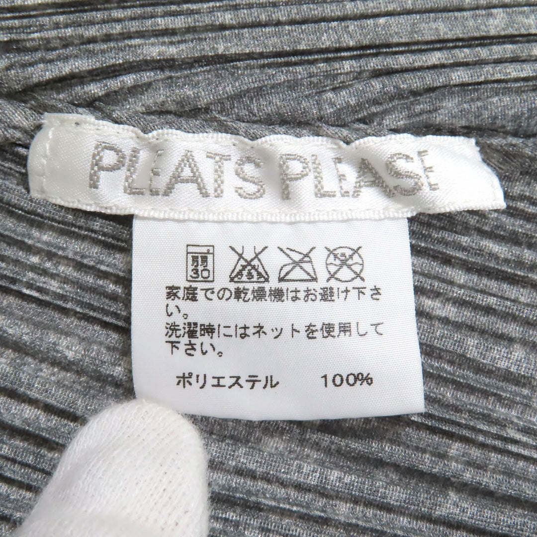 極美品◇PLEATS PLEASE プリーツプリーズ イッセイミヤケ PP01-JT108 ひざ丈 長袖シャツ ワンピース グレー 3 日本製 正規品 レディース