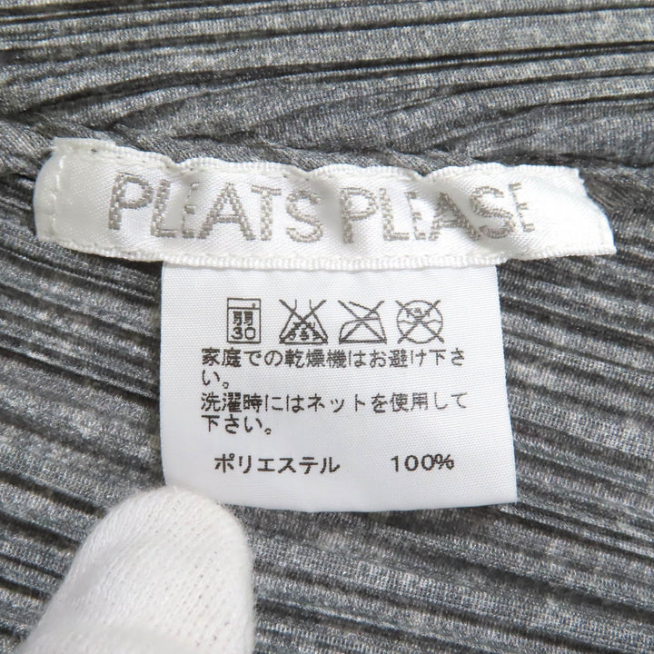極美品◇PLEATS PLEASE プリーツプリーズ イッセイミヤケ PP01-JT108 ひざ丈 長袖シャツ ワンピース グレー 3 日本製 正規品 レディース