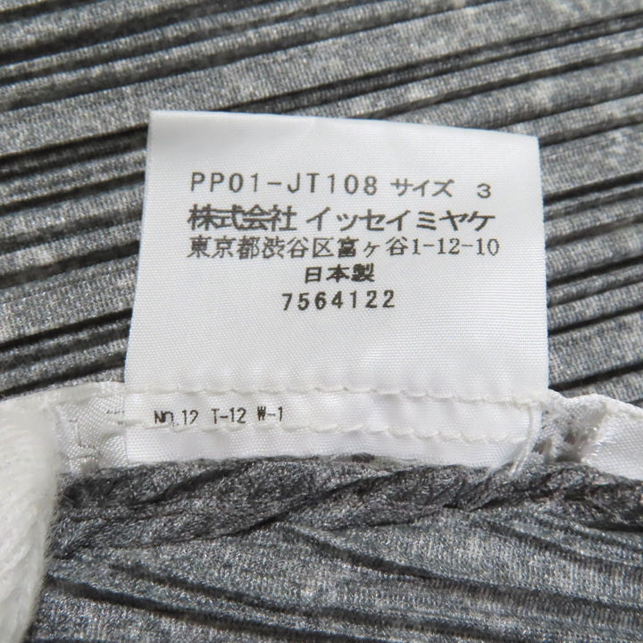 極美品◇PLEATS PLEASE プリーツプリーズ イッセイミヤケ PP01-JT108 ひざ丈 長袖シャツ ワンピース グレー 3 日本製 正規品 レディース