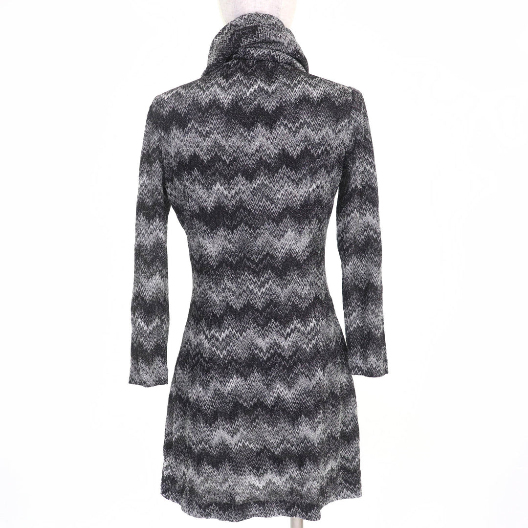 未使用品◇Missoni ミッソーニ 168081 168080 シェブロン柄 ストール付き 長袖 カーディガン 40 白 黒 イタリア製 正規品 レディース