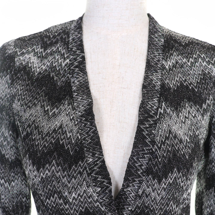 未使用品◇Missoni ミッソーニ 168081 168080 シェブロン柄 ストール付き 長袖 カーディガン 40 白 黒 イタリア製 正規品 レディース