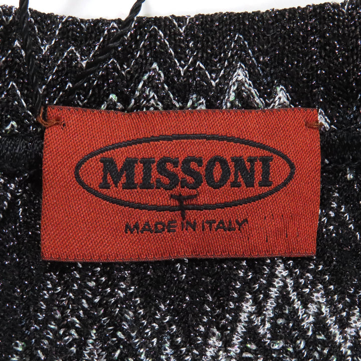 未使用品◇Missoni ミッソーニ 168081 168080 シェブロン柄 ストール付き 長袖 カーディガン 40 白 黒 イタリア製 正規品 レディース