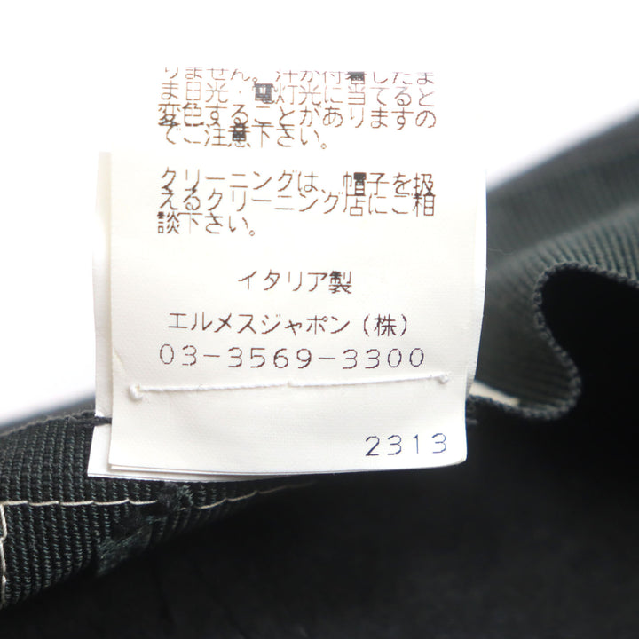 美品▼HERMES エルメス ウール100% ラビットフェルト リボン付き 中折れ帽子 ハット ダークグレー 57 イタリア製 正規品 メンズ