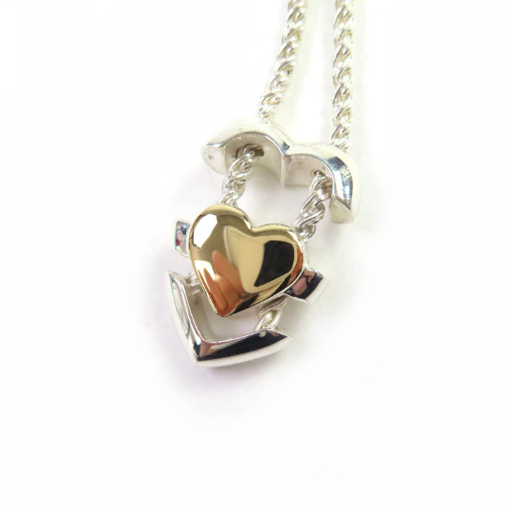 極美品★TIFFANY&amp;Co. ティファニー 925 750 ハート パズル ネックレス ペンダント シルバー ゴールド 箱・保存袋付 総重量22.9g